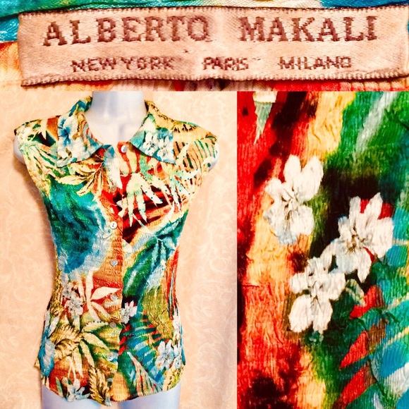 Alberto Makali Tops - ⬇️$40 Alberto Makali Tropical Print Crinkle Blouse